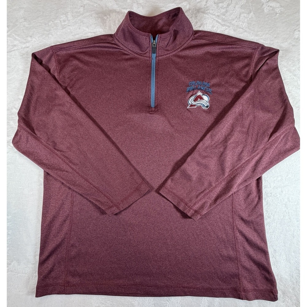 Colorado Avalanche NHL 1/4‎ Zip Pullover Mens Sz L Burgundy Lightweight Shirt
